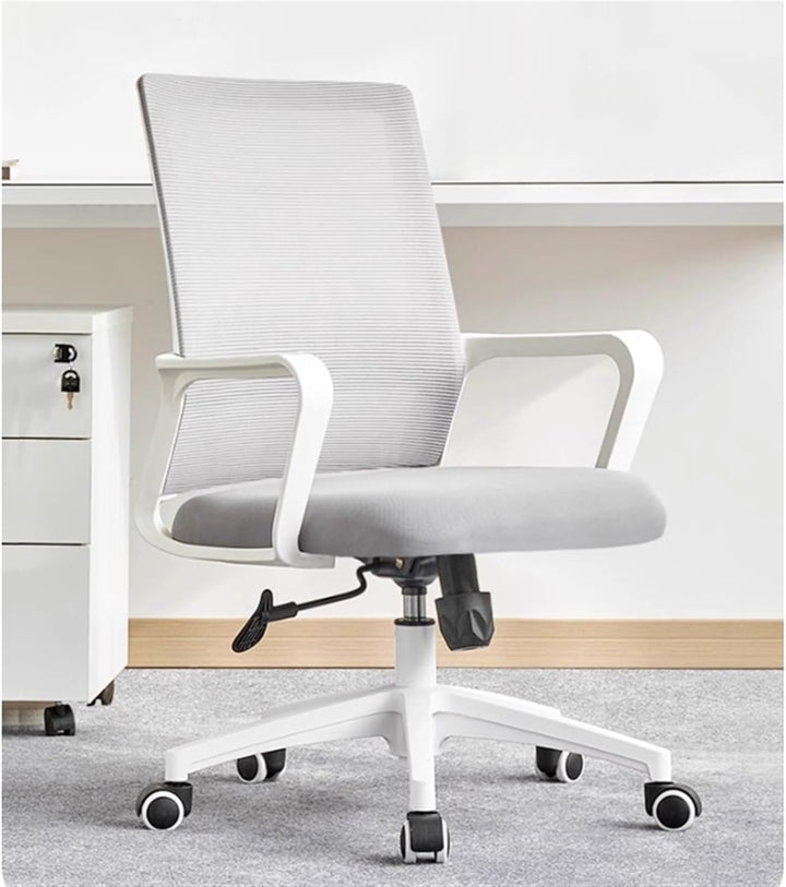 Ergonomischer Bürostuhl, Lendenwirbelstütze, höhenverstellbarer Chefsessel, Drehstuhl, Netzstuhl Wei