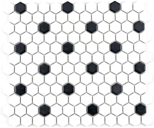 Mosaik Fliesen Mosaikfliesen Keramikmosaik Keramik Kachel Hexagon schwarz weiss matt | 10 Mosaikmatt