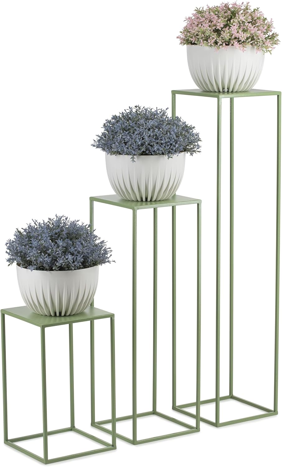 Blumenständer Metall Grün 100 cm Hoch - Solider und Robuster Blumenhocker Metall - Pflanzenständer f