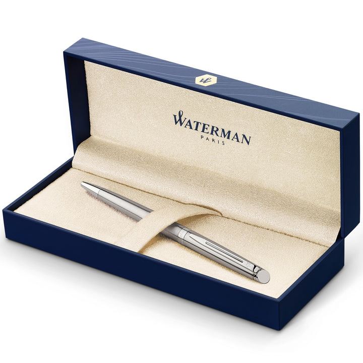 Waterman Hémisphère Kugelschreiber | Edelstahl mit Chromzierteile | Mittlere Spitze | Blaue Tinte |