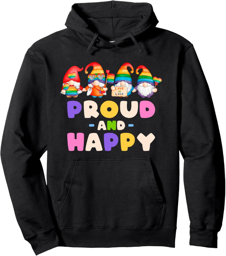 Stolze und glückliche Zwerge, LGBT-Stolz, Regenbogenfarben Pullover Hoodie