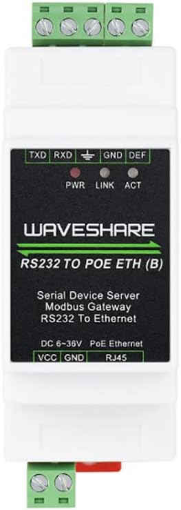 Industrial Serial RS232 to RJ45 Ethernet Server Module with POE Function TCP/IP to Serial Rail-Mount