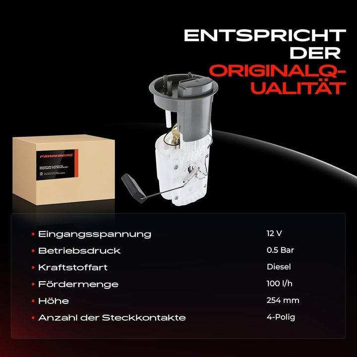 Frankberg 1x Kraftstoffpumpe Dieselpumpe Kompatibel mit Golf IV 1J1 1.9L 1997-2005 O.c.t.a.v.i.a I 1