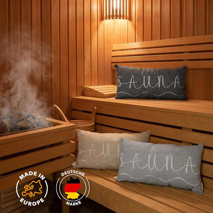 1 Premium Saunakissen Lieblingskissen Reisekissen | Design: BANGA | Masse: 45 x 22 cm, 100% Leinen H