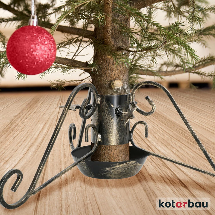 KOTARBAU® Weihnachtsbaumständer mit Wassertank ⌀ 100 mm Christbaumständer Schwarz mit Wasserbehälter