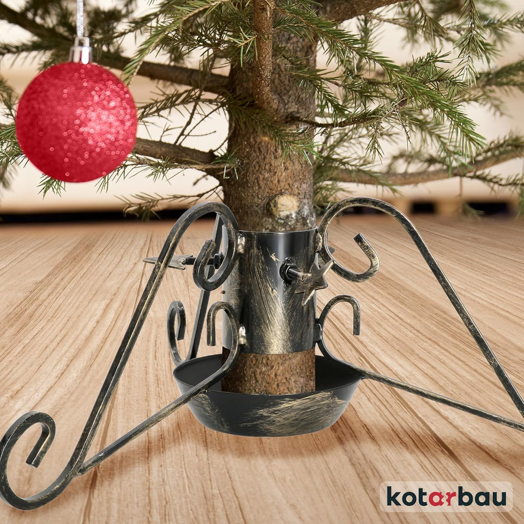 KOTARBAU® Weihnachtsbaumständer mit Wassertank ⌀ 100 mm Christbaumständer Schwarz mit Wasserbehälter