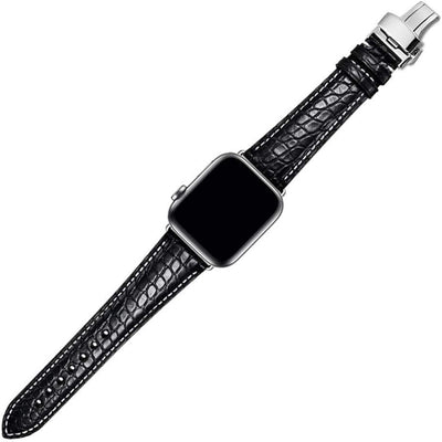 MUENShop Krokodil Armband Kompatibel mit Apple Watch 38mm/40mm Original Alligator Leder Ersatzband B