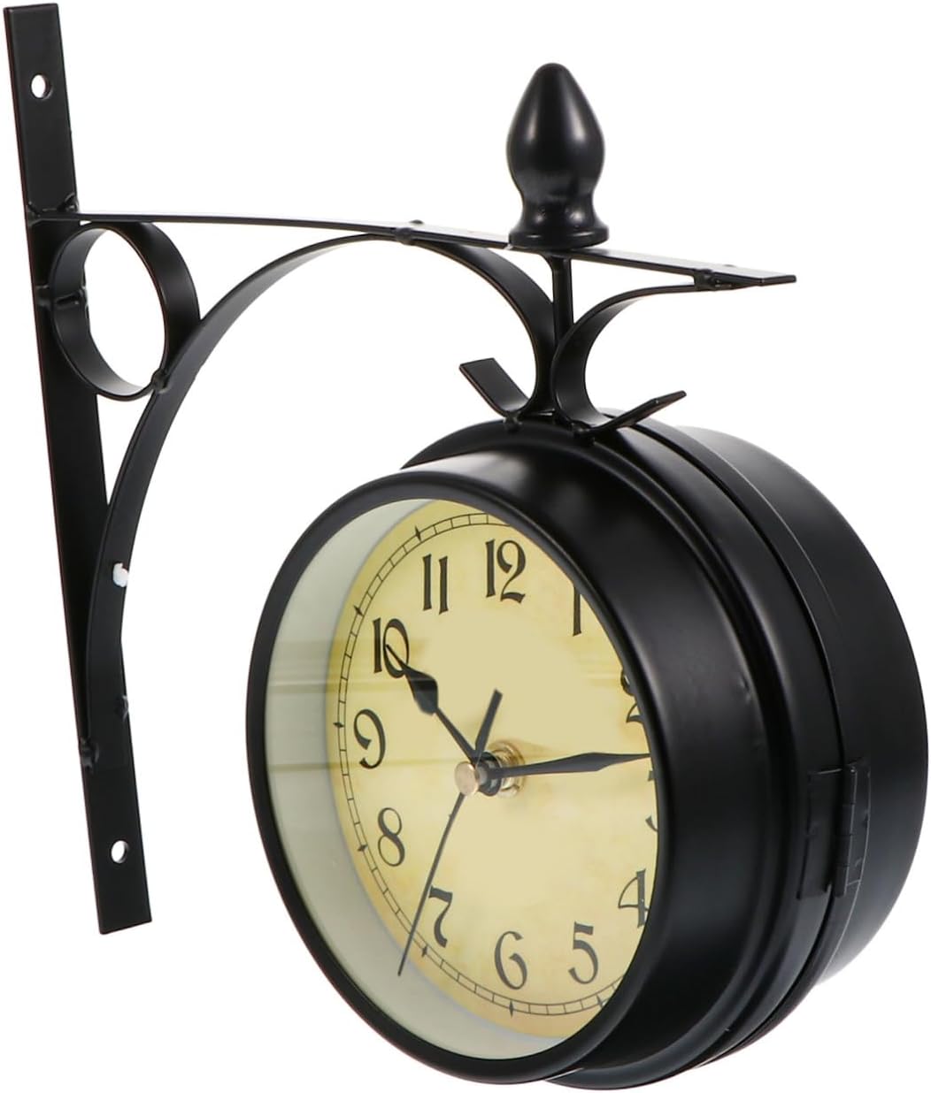 BESPORTBLE Retro Schmiedeeisen Doppelseitige Wanduhr Vintage Bahnhofsuhr Wohnzimmerdekoration Anhäng