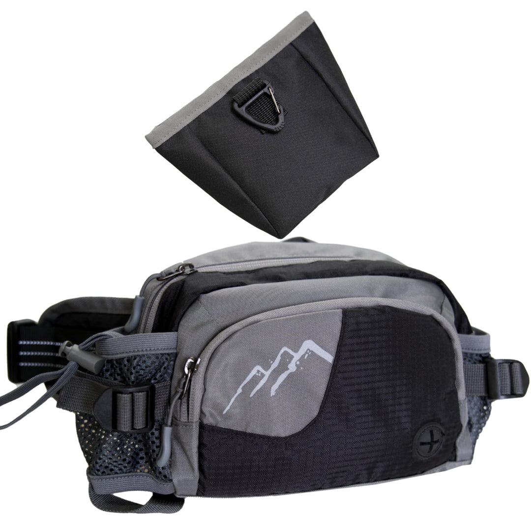 Hundetasche Bauchtasche mit Leckerli-Tasche & 2 Wasserflaschenhalter, Leichte Futterbeutel Hunde mit