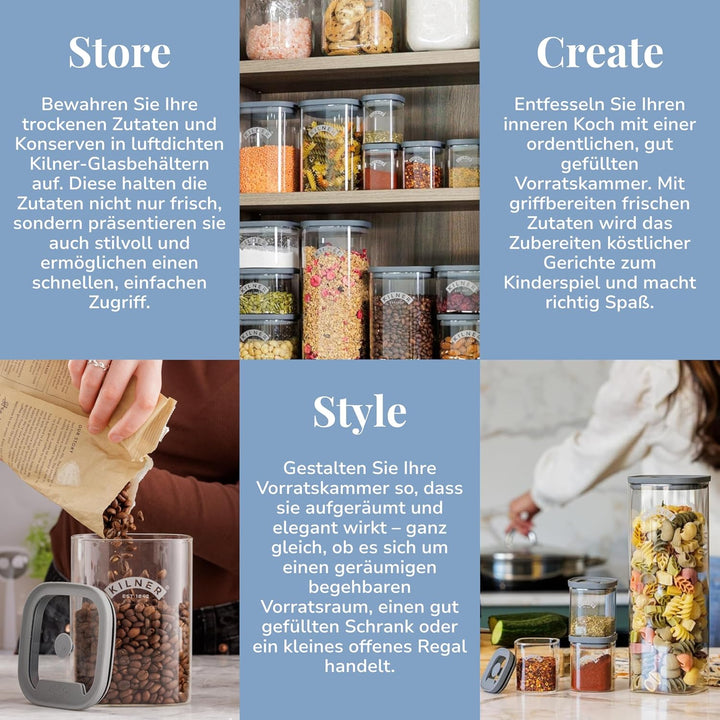 Kilner 3 Liter Müsli-Spender aus Glas | Vorratsdose mit luftdichtem Glas & Silikondeckel | Ausgiesst