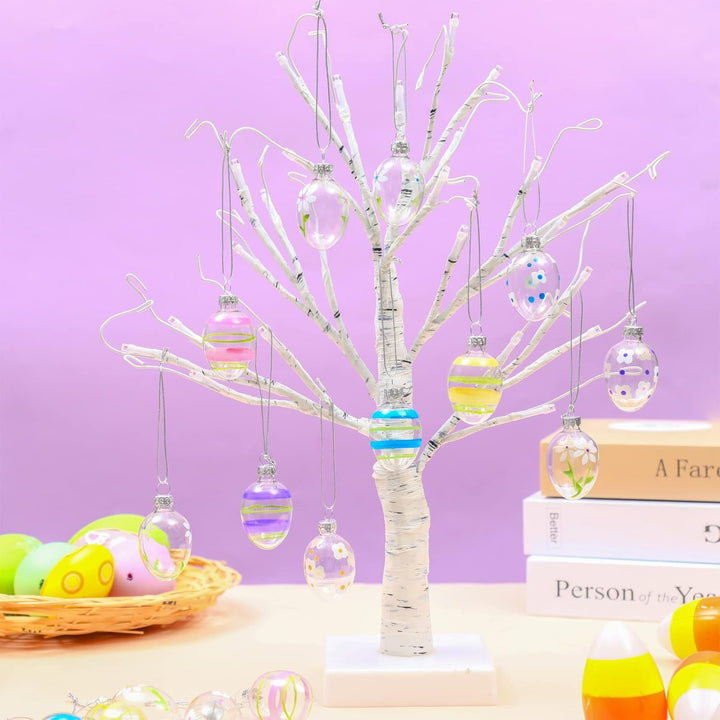 Glas-Osterei-Ornamente zum Aufhängen, Buntglas-Ei, handbemalt, Pastell-Ostereier für Baum, Frühling,