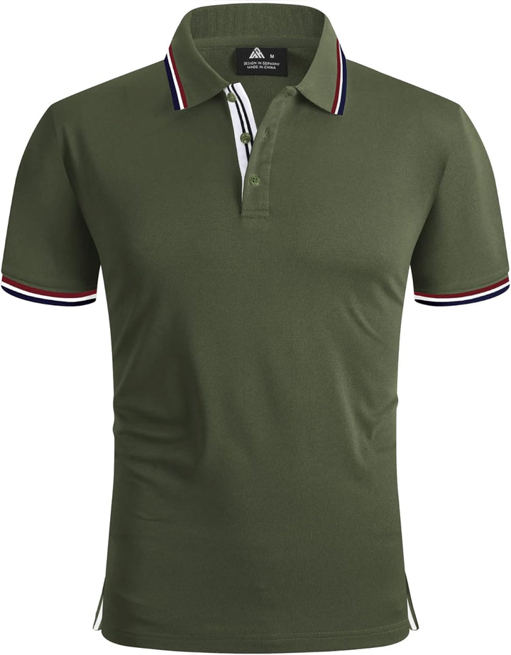 geeksport Poloshirts Herren Kurzarm Tennis Slim Fit Golf Polo Shirt Männer Sport Schnelltrocknend At