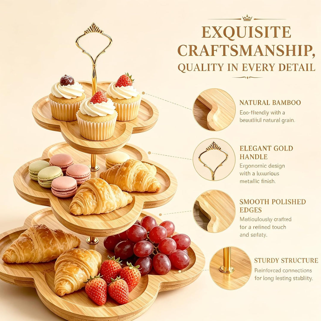 Etagere Holz - Cupcake Ständer - Tortenständer 3 Etagen - Donut Ständer für Obst, Desserts, Hochzeit