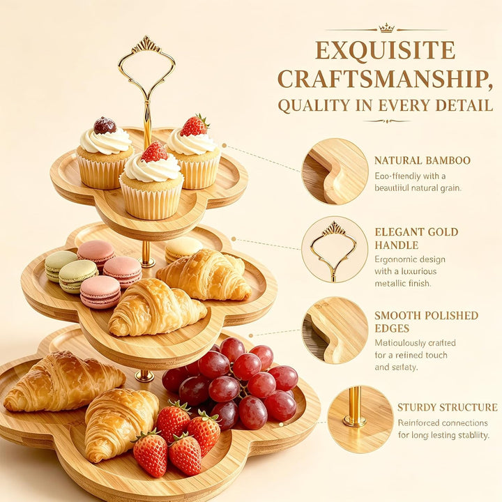 Etagere Holz - Cupcake Ständer - Tortenständer 3 Etagen - Donut Ständer für Obst, Desserts, Hochzeit