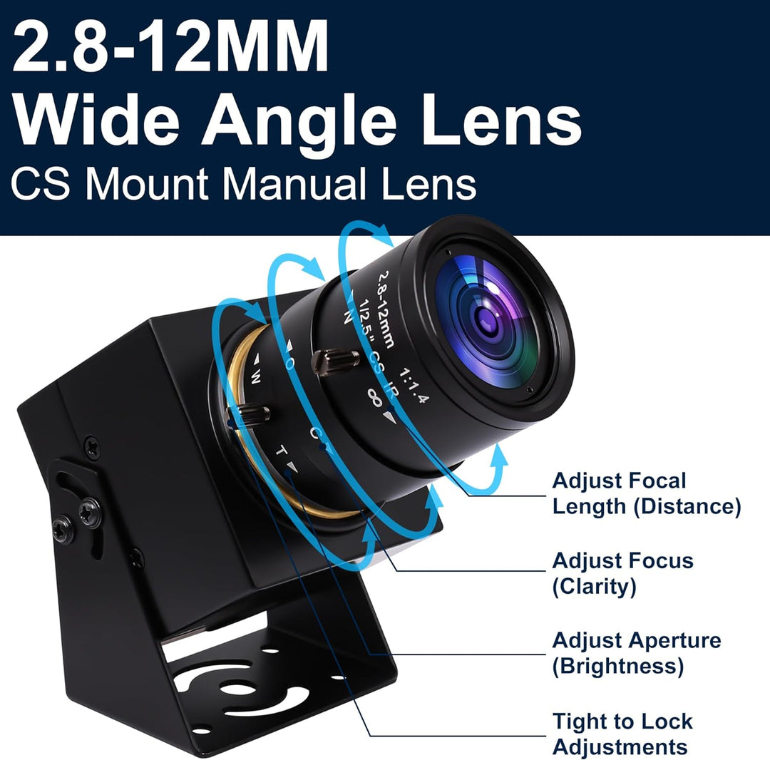 Svpro 1080P USB-Kamera mit 2,8–12 mm optischem Zoomobjektiv, IMX323-Sensor, H.264-Low-Light-Kamera,