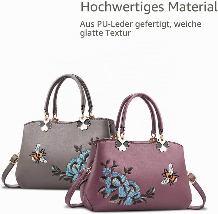 NICOLE&DORIS Handtaschen Damen Mode Schultertasche Geldbörse Retro Umhängetasche Frau Tote Stickerei
