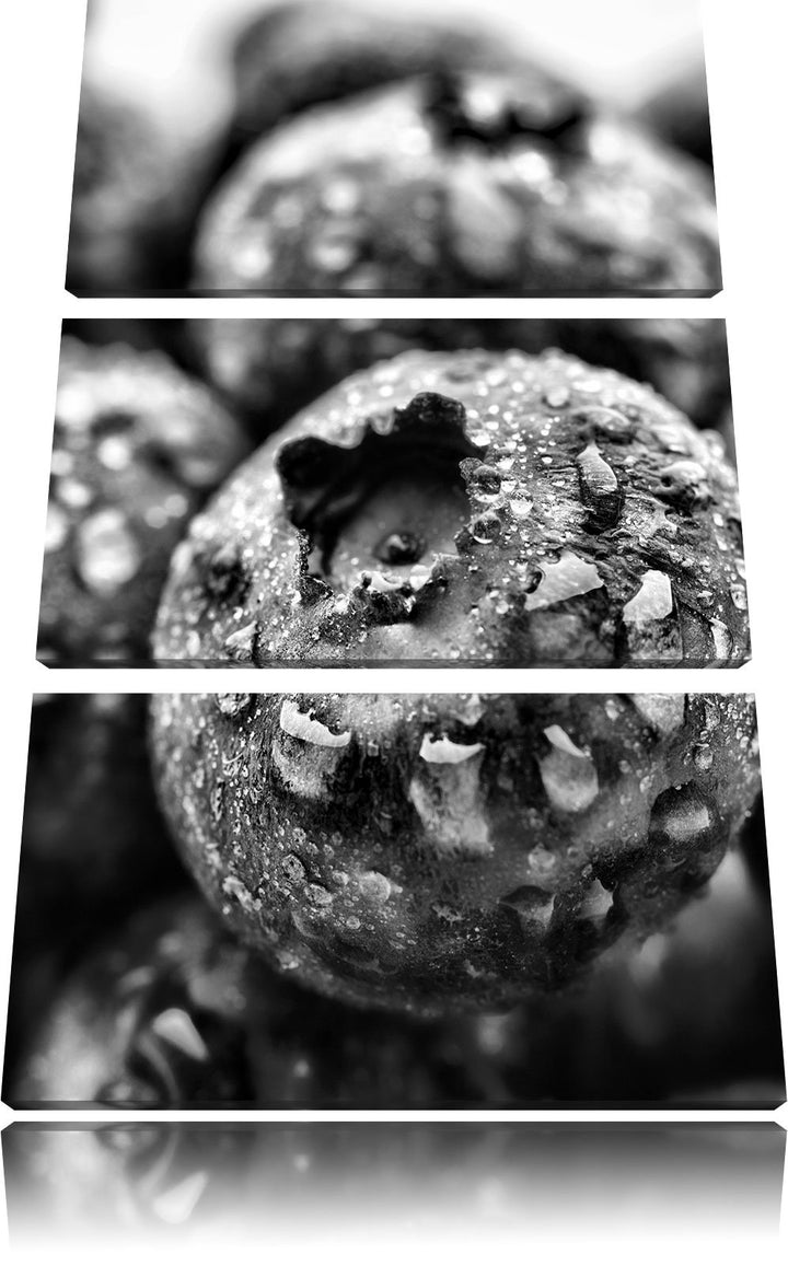 Pixxprint fruchtige Heidelbeeren als Leinwandbild/Grösse: 3 Teilig (120x80) / Wandbild/Kunstdruck/fe