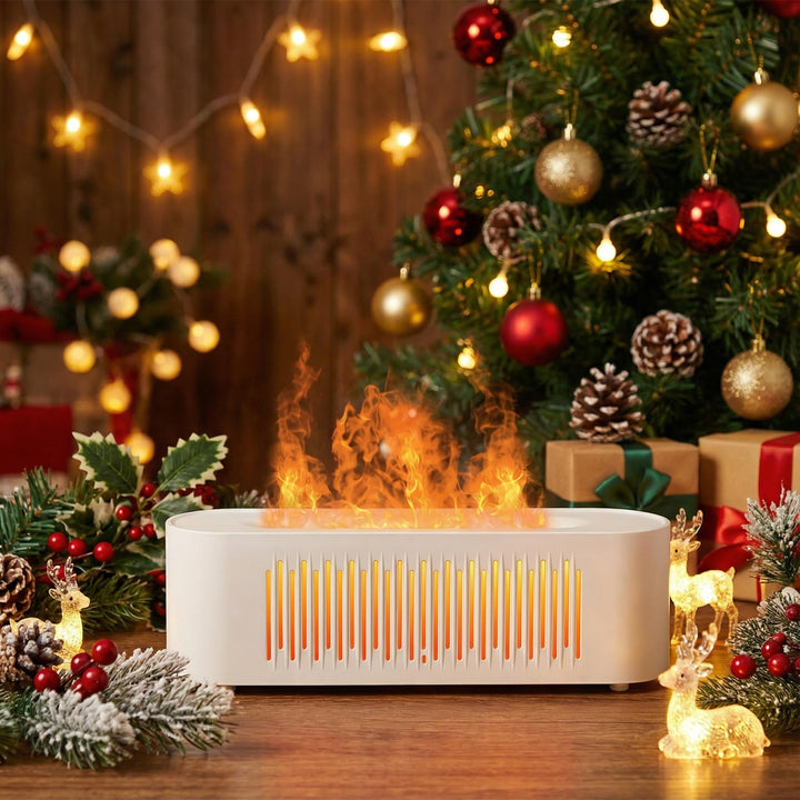 Vulkan Luftbefeuchter Flammen Aroma Diffusor: 260ml Ätherisches Öl Diffuser 7 Farbwechsel-Flammeneff