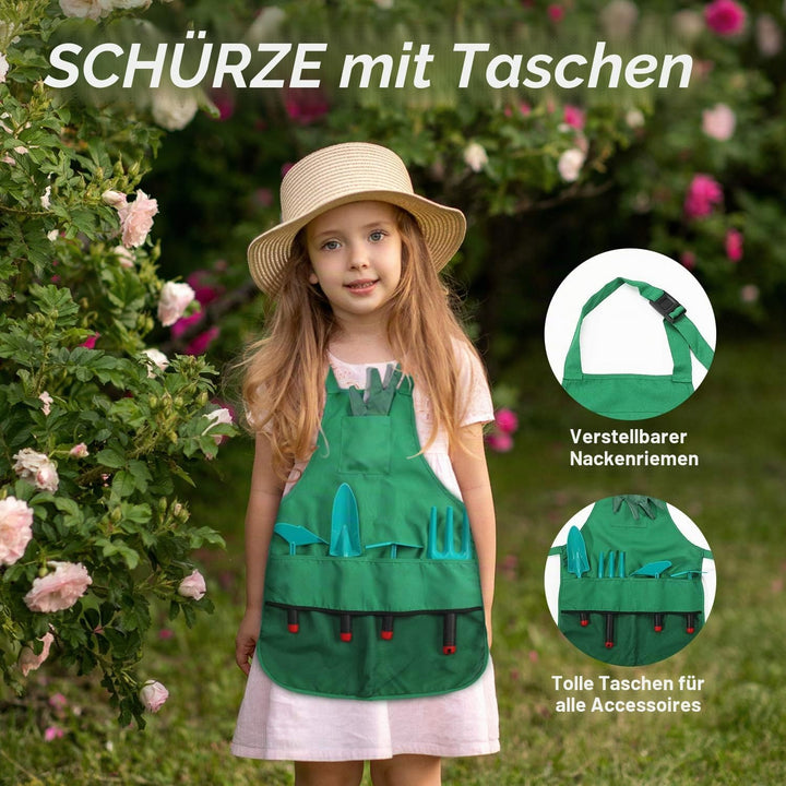 CUTE STONE Schubkarre für Kinder, Gartenwerkzeug-Set für Kinder, Gartenspielzeug mit Schubkarre, Han