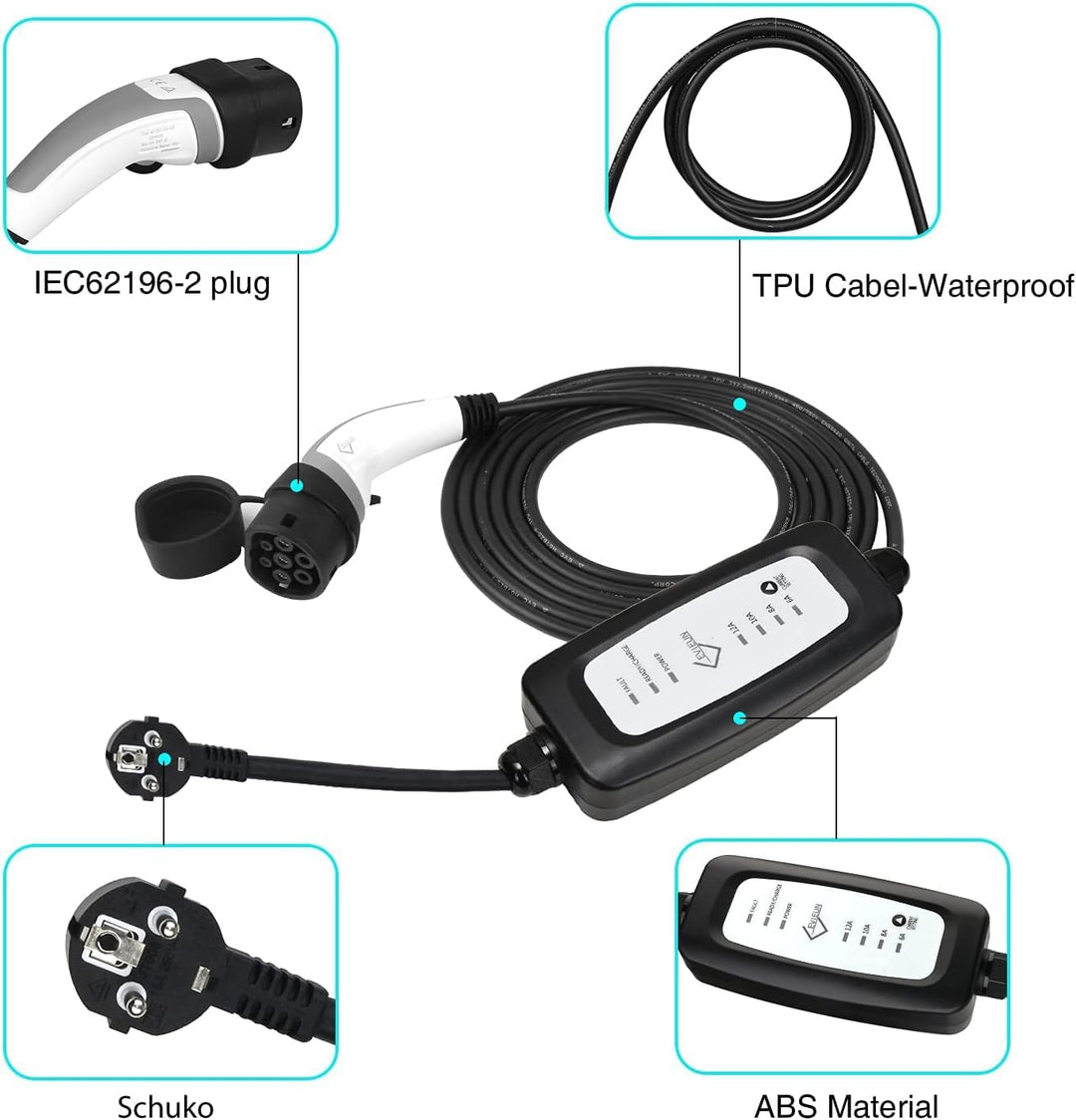 EV Ladekabel für Elektrofahrzeug Tragbares Zuhause Schnell EVSE ladegerät Kompatibel mit Allen Steck