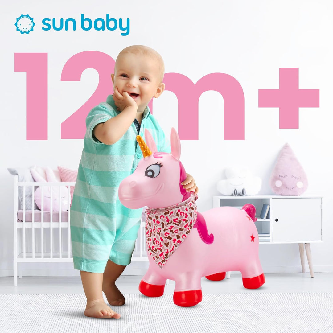 sun baby Hüpftiere ab 1 Jahr mit Pumpe aufblasbares Hüpfspielzeug aus Hochwertigem und Strapazierfäh