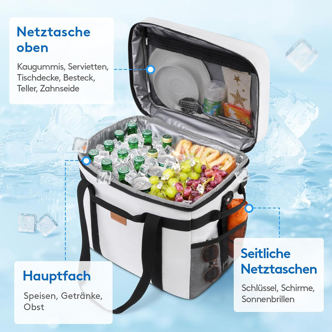Lifewit Kühltasche 40L, Faltbar Picknicktasche für Essen & Getränke, Kühlbox Tragbare Eistasche für