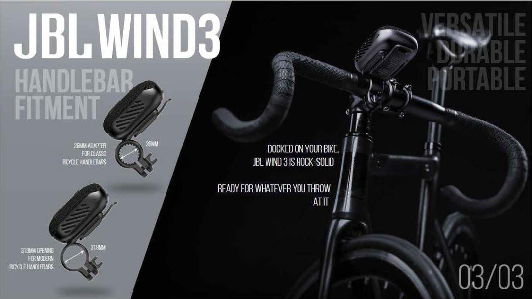JBL Box Wind 3S Tragbarer Mini Bluetooth Lautsprecher Wasserdicht mit Clip für Sport, Fahrrad und Ro