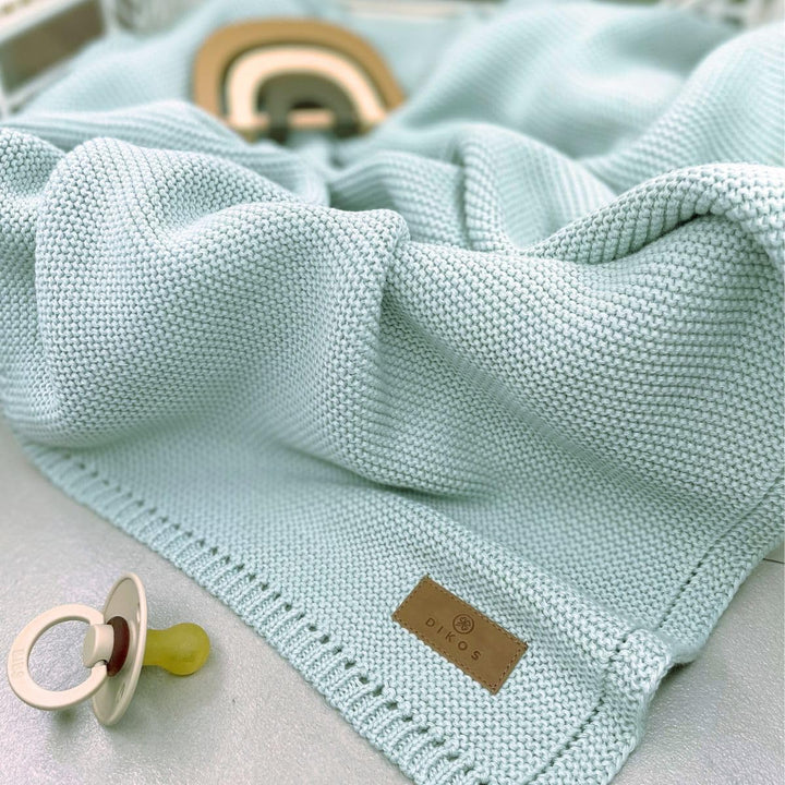DIKOS® Babydecke Mint *100%* GOTS Bio Baumwolle | Neugeborenen Decke Kinderwagen mintgrün ganzjährig