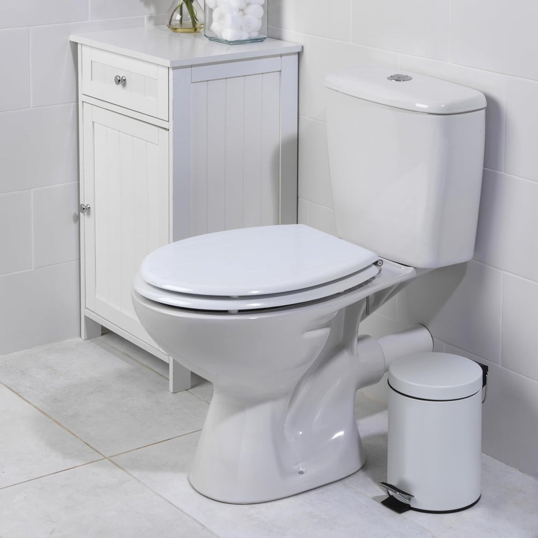 Beldray WC Sitz mit Absenkautomatik, Toilettensitz Holz Abnehmbar, Klodeckel Oval mit Soft Close 43c