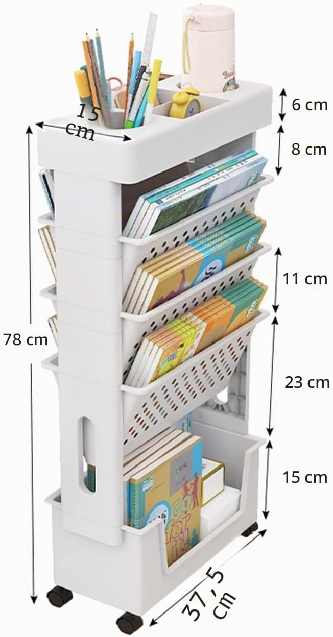 courti Mobiles Schreibtischregal für Klassenzimmer, kompakter Schreibtisch-Aufbewahrungs-Organizer m
