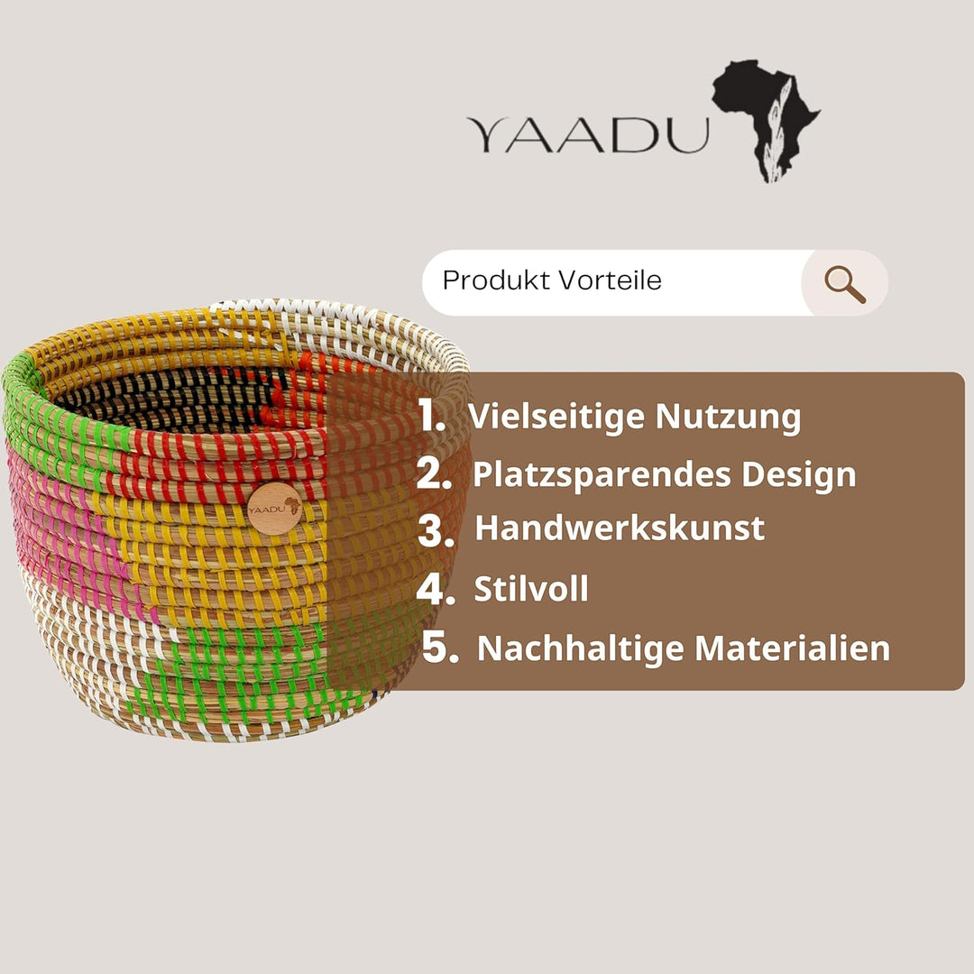 YAADU Geflochtener Korb – Blumentopf, Aufbewahrungskorb, Übertopf, Regalkorb, Pflanzenkorb, Afrikani
