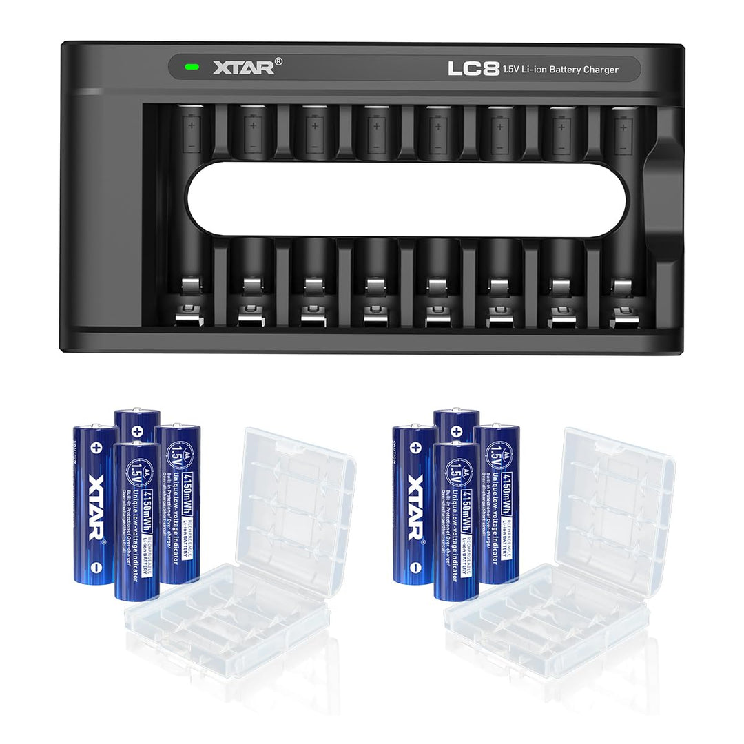 8pcs XTAR 4150mWh 1,5V aa wiederaufladbare batterien mit Ladegerät 1.5V Lithium aa batterien (8Pack-