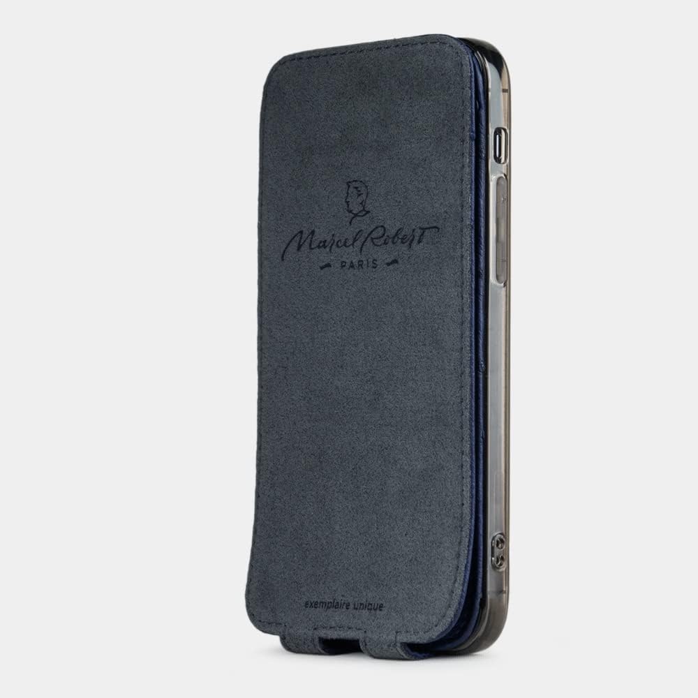 Marcel Robert - LederHülle für iPhone 12 Mini - Patentiertes Modell - hergestellt aus echten Strauss