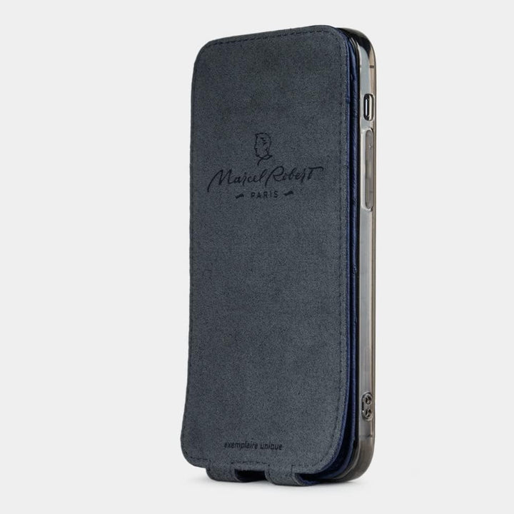 Marcel Robert - LederHülle für iPhone 12 Mini - Patentiertes Modell - hergestellt aus echten Strauss