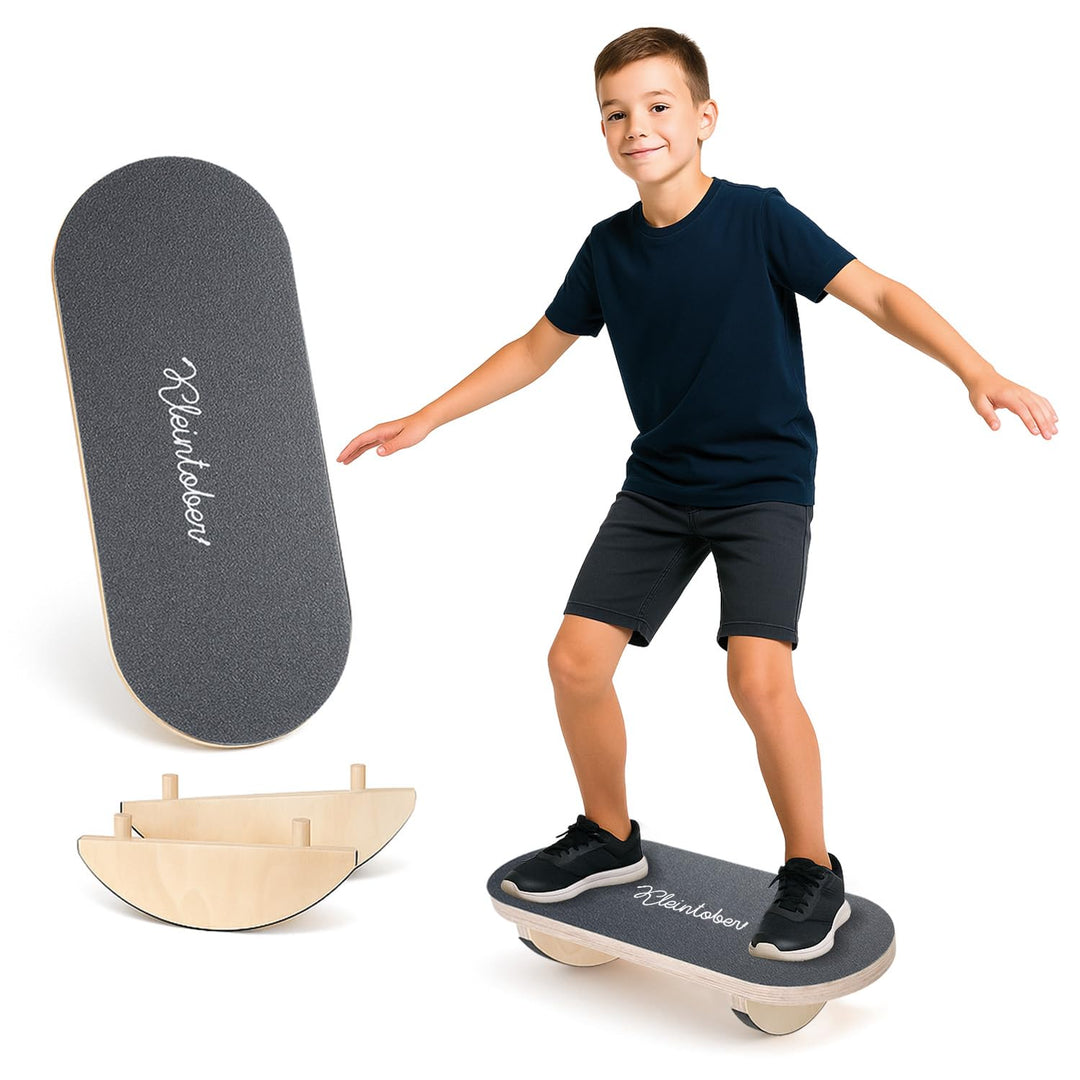 KLEINTOBER Kinder Balance Board I Balancierbrett Kinder mit 3 Schwierigkeitsstufen I Wackelbrett aus