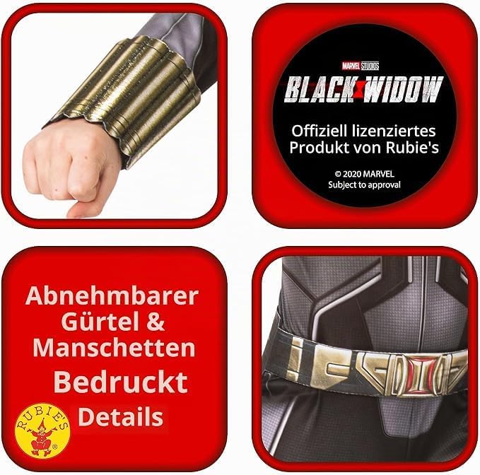 Rubies Offizielles Marvel Black Widow Movie Classic Kostüm, Kinder-Superhelden-Kostüm 3-4 Jahre, 3-4