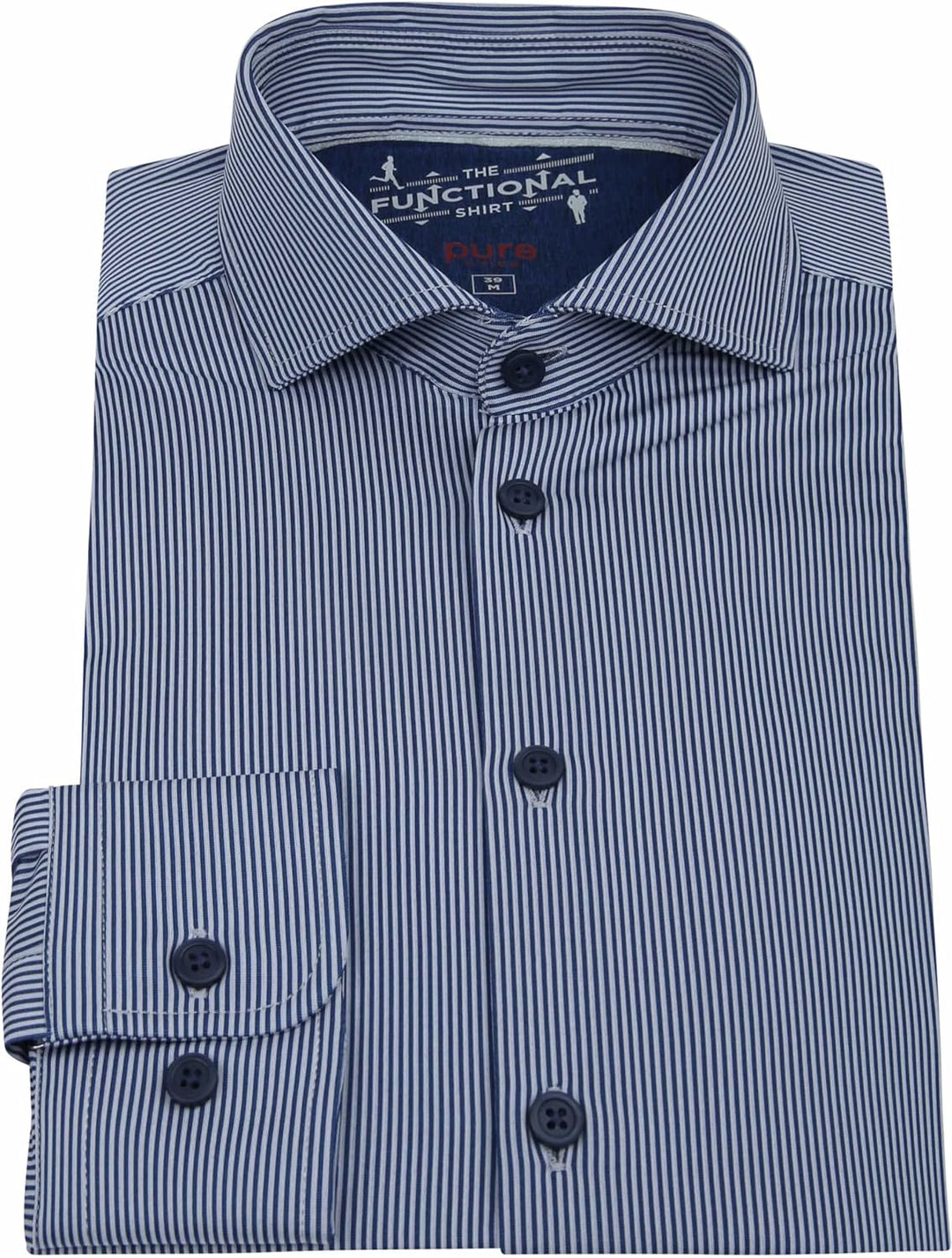 Pure h. Tico Herren 4028-21750 Pure-Functional Langarm Hemd, Streifen Dunkelblau, 40