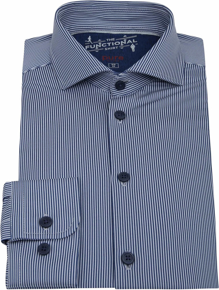 Pure h. Tico Herren 4028-21750 Pure-Functional Langarm Hemd, Streifen Dunkelblau, 40