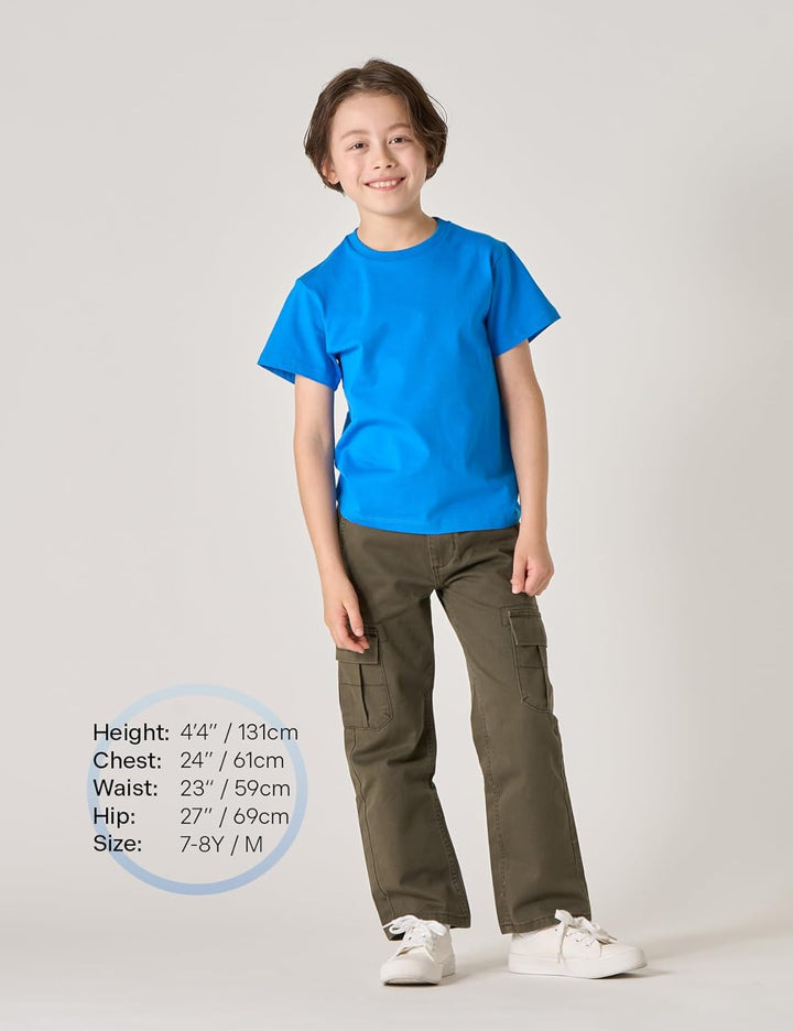 LAPASA Kinder T Shirt 100% Baumwolle 4er Pack Unisex 3-13 Jahre/ 95-165 Jungen Jungs Sport Tshirt K0