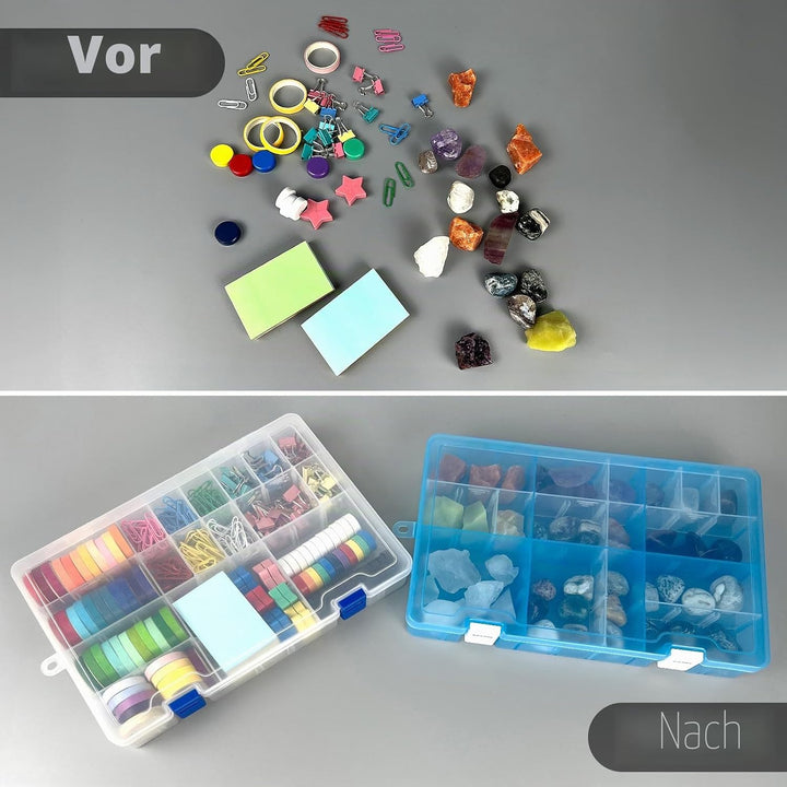 Qualsen Plastik Aufbewahrungsbox Einstellbar Fächer Sortimentskasten Schmuckschatulle Werkzeugcontai