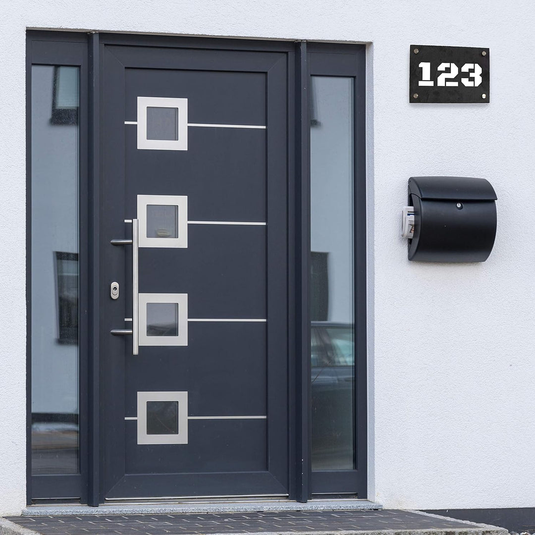 wandmotiv24 Personalisierte Hausnummer Hausnummernschild aus Naturstein Schiefer, auf Schiefertafel,