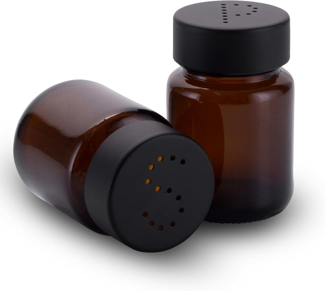 Salzstreuer und Pfefferstreuer Set aus Braunglas - Salt Shaker mit Edelstahl Deckel – Streuer für Pf