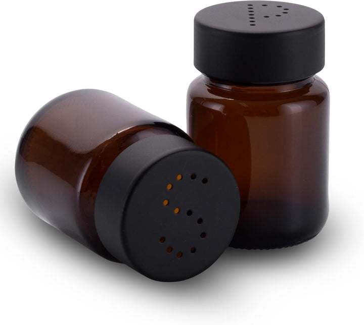 Salzstreuer und Pfefferstreuer Set aus Braunglas - Salt Shaker mit Edelstahl Deckel – Streuer für Pf