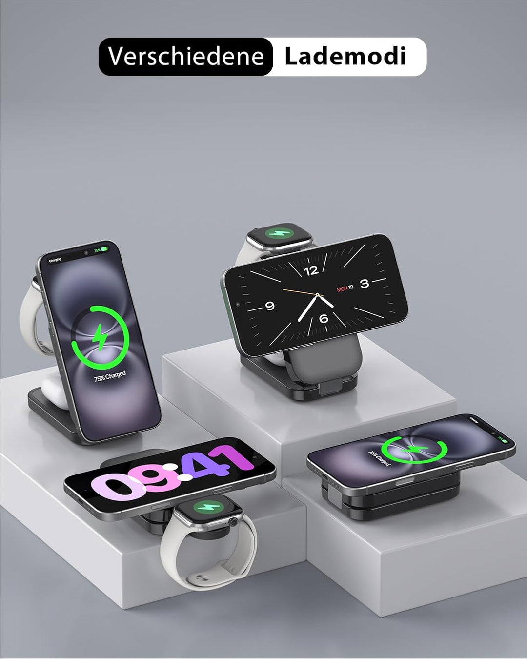 Ladestation kompatibel mit Apple Watch und iPhone,Super Tragbar Magsafe Ladegerät für iPhone 16 15 1