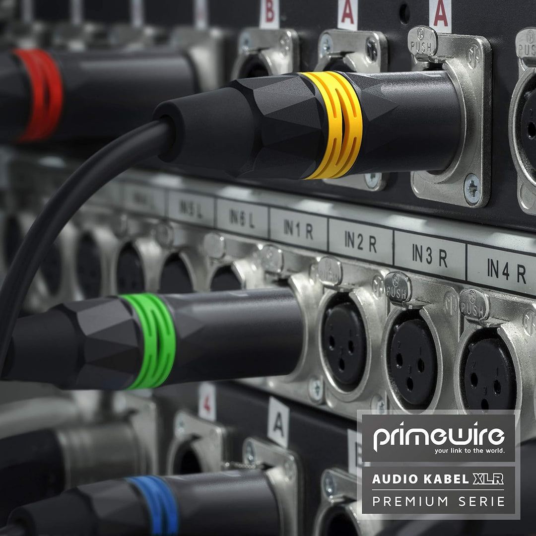 CSL - 3m Mikrofonkabel - XLR Stecker auf XLR Buchse - Audio Kabel - je 4 Farbringe: rot blau gelb gr