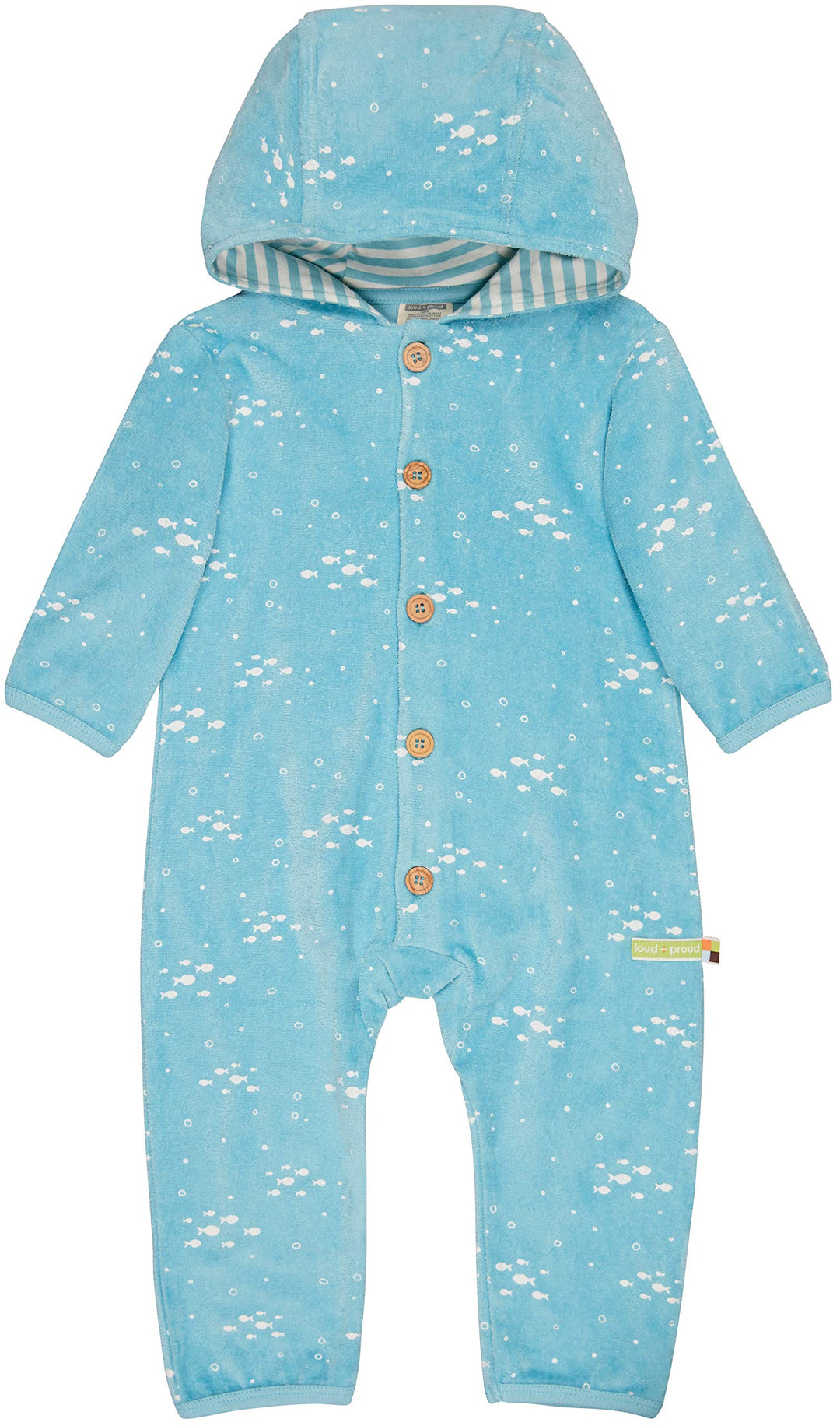 loud + proud Unisex Baby Frottee, GOTS Zertifiziert Overall 50-56 Lagoon, 50-56 Lagoon