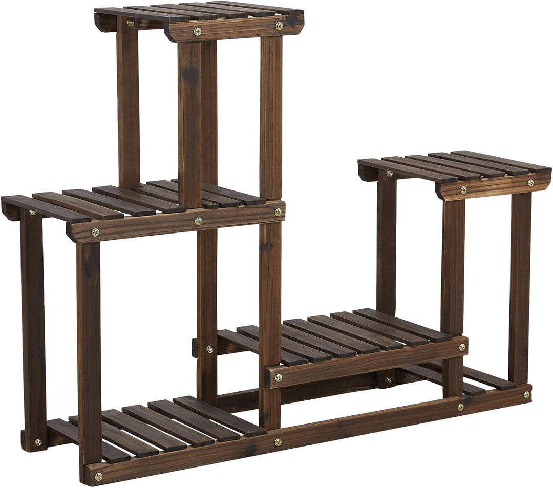 Yaheetech Pflanzenregal Holz, Blumenregal mit 4 Ebenen, Blumenständer Garten, Pflanzentreppe mehrstö