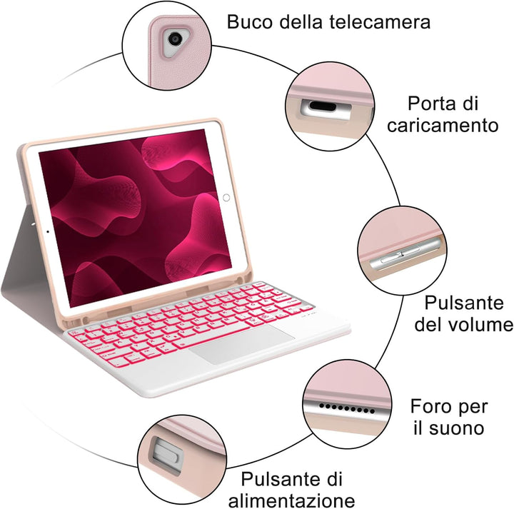 IVEOPPE Tastatur für iPad 6. Generation Con Touchpad - Hülle Tastatur für iPad 9.7, Magnetisch Abneh