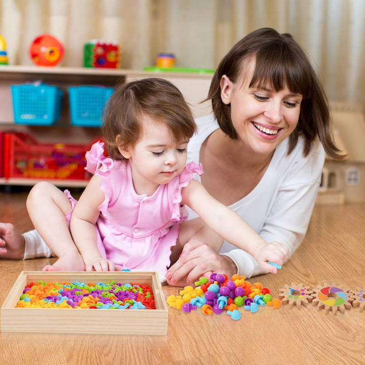 Mosaik Steckspiel für Kinder für 2,3,4,5 Jahre |Mosaik Pegboardmit 180 Steckperlen, 5 Gängen und 20