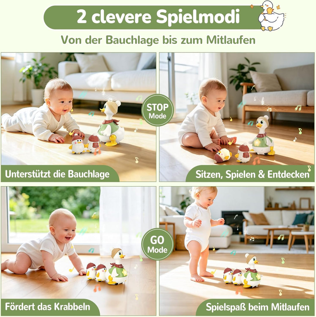 Baby Spielzeug für 6-12 Monate, Krabbelspielzeug Baby mit Licht &amp; Musik, Dancing Duck Familie Spielz
